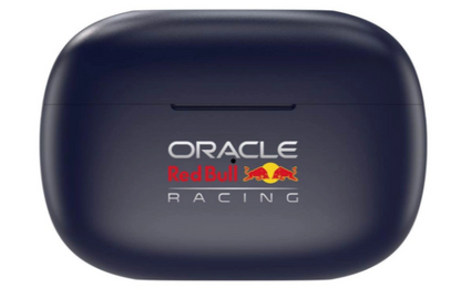 Oracle Red Bull Racing in-ear trådløse hovedtelefoner blå, navy etui med logo foran, aktiv støjreduktion.
