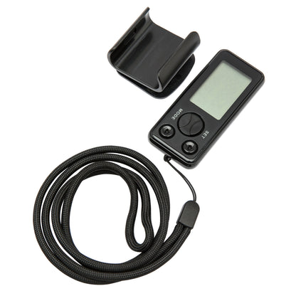 Rubicson Skridttæller med display, MODE/SET knapper, aftageligt bæltespænde og sort halsrem.