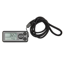 Rubicson skridttæller med bæltespænde, sort rem, to runde Set/Mode-knapper, display viser 3:22 og 4:50.