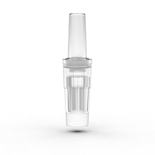 Alcosense Dyser Pro mundstykke, klar plast, cylindrisk bund og let tilspidset top, 25-pak, vist vertikalt.