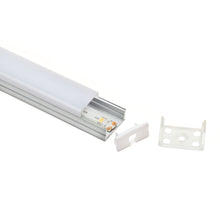 Aluminiumprofil til LED-strips, frostet plastdæksel, inkl. til monteringsbeslag, skjuler og beskytter LED-strips.