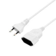Forlængerledning ujordet EU 5-pak, hvid, tobenet stik og fatning, 15 cm kabel.