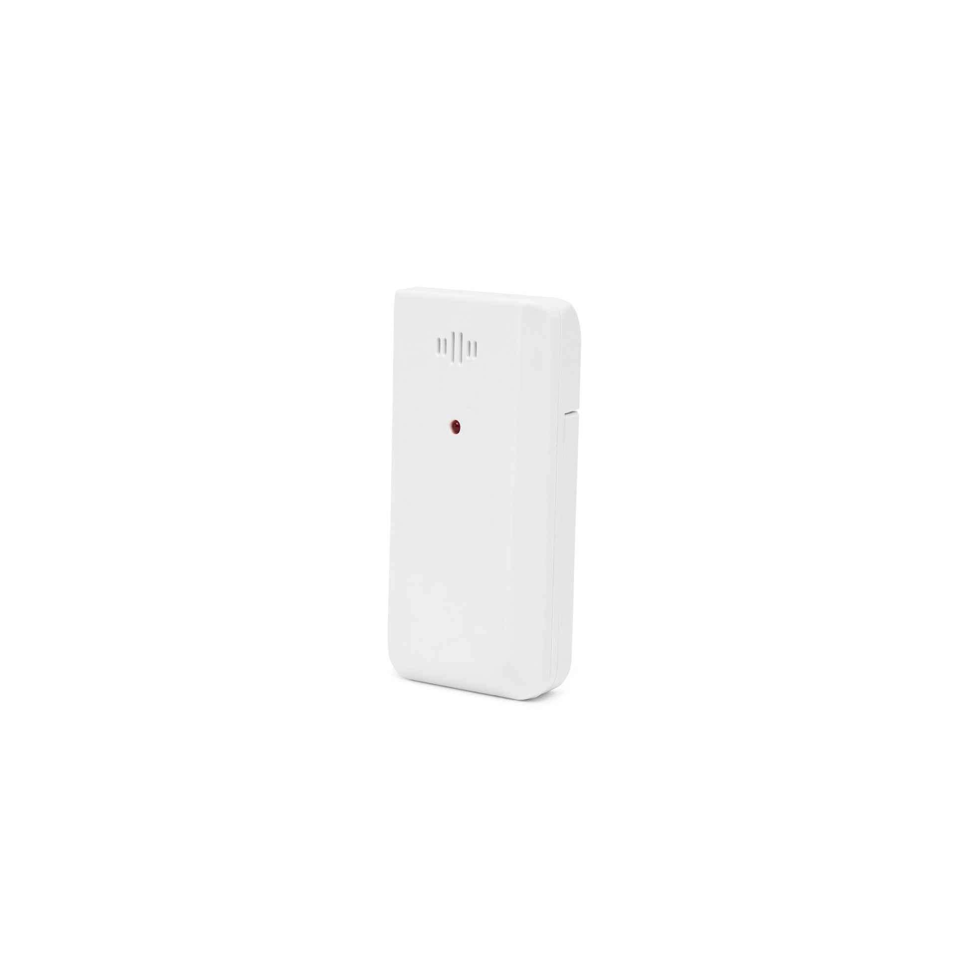 Rubicson vejrstation med brandzoner, hvid, rektangulær med rød indikator og ventileret top til trådløs vejrdata.