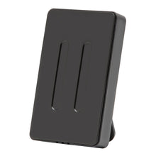 Sort rektangulær trådløs opladerstander med kickstand og to lodrette linjer, kompatibel med Rubicson-sensor.