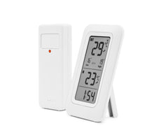 Rubicson trådløst termometer til indendørs og udendørs brug, hvidt display med temperatur og tid, inkl. udendørssensor.