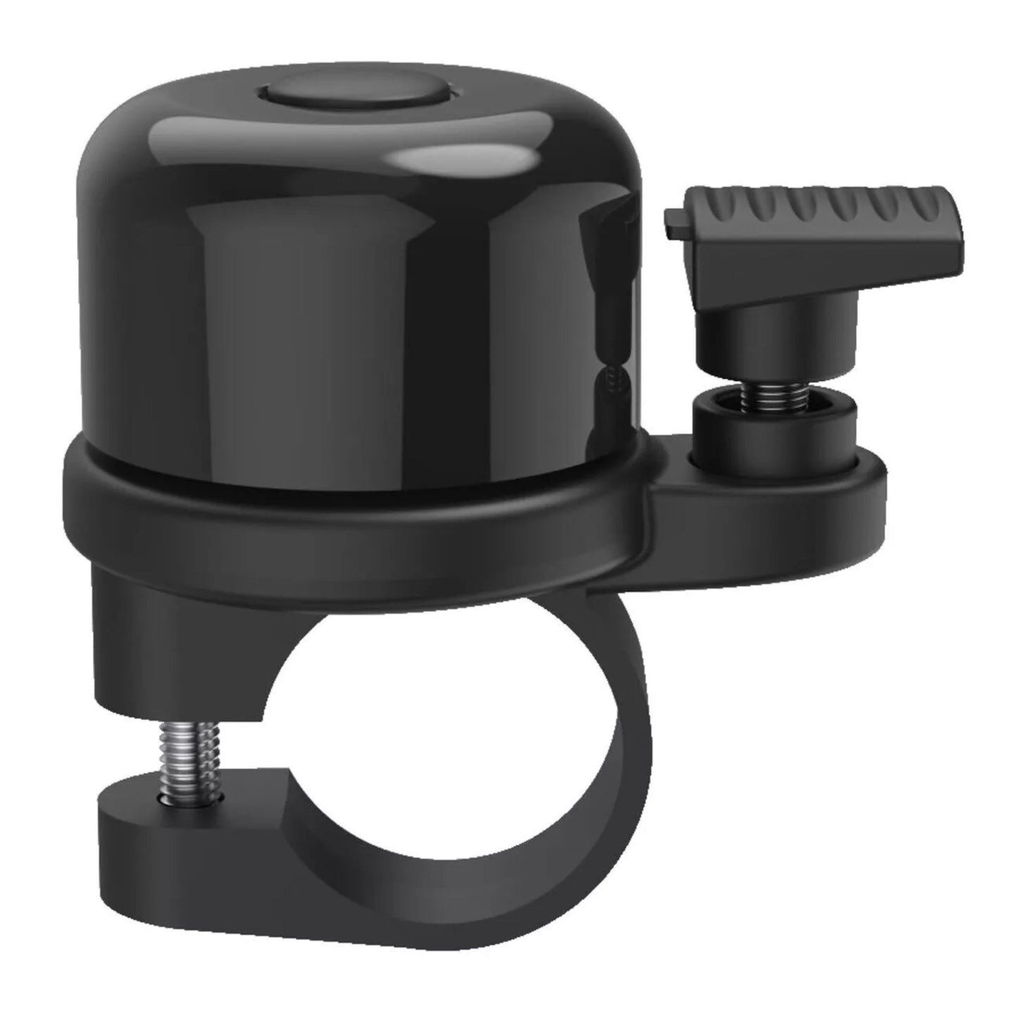 Sort Hama cykelringeklokke med beslag til Apple AirTag, holder til tyverisikring, synlig AirTag-holder.