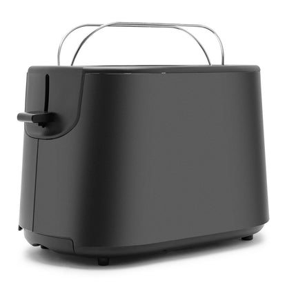 Brødrister Compact sort, to riller, sidehåndtag, øverste metalvarmerist, optøningsfunktion, 7 ristningsniveauer.