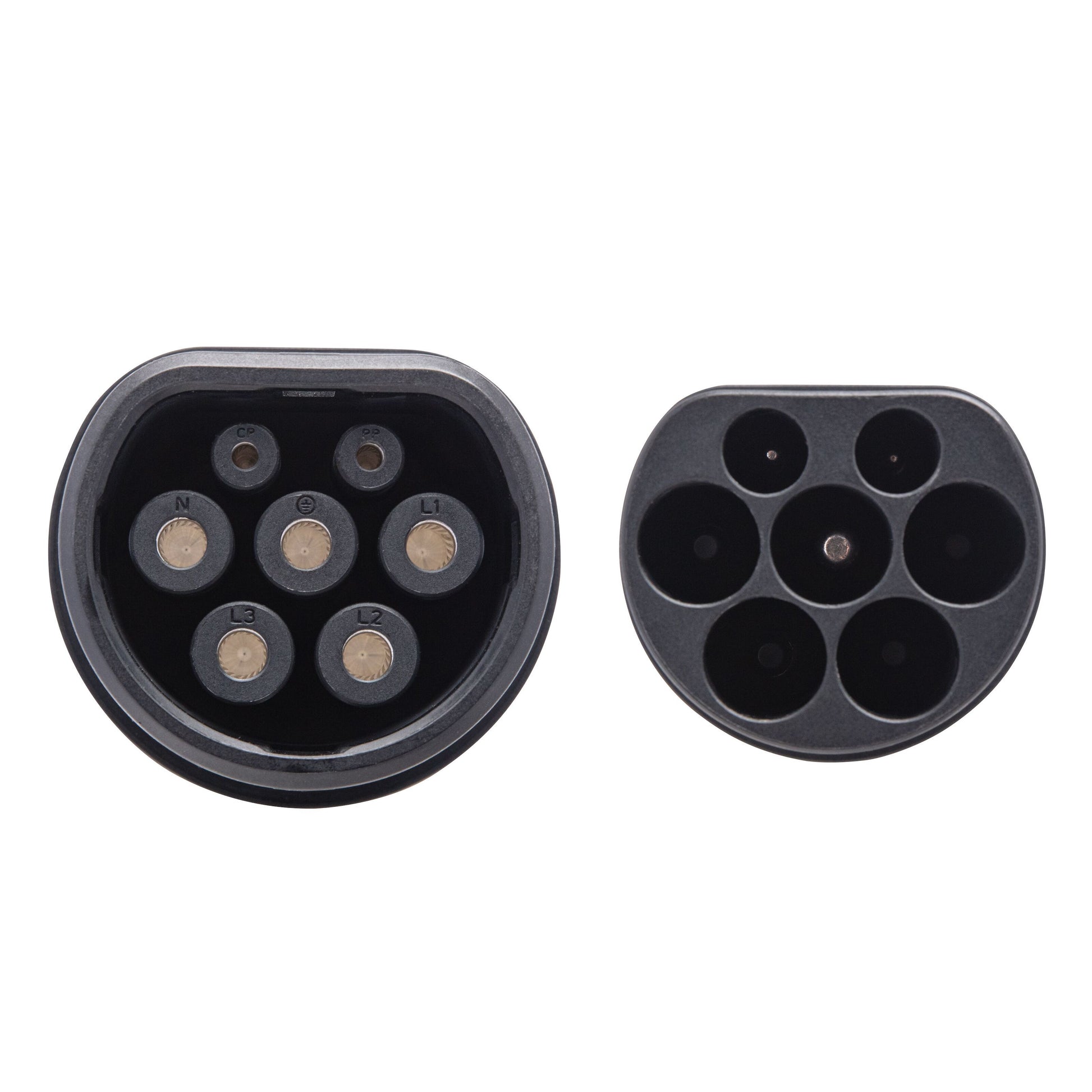 Luxorparts Opladningskabel type 2 elbil 11 kW 3 faser 5 m, sorte ovale ladestik med runde ben.