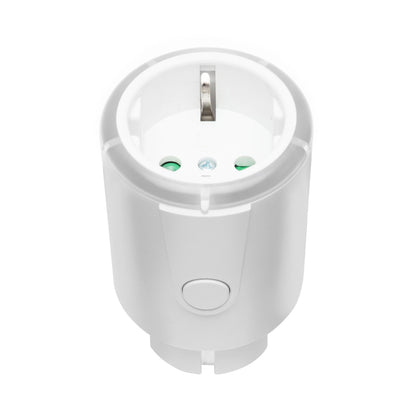 Luxorparts Sikkerhedstimer 15-75 min rund hvid adapter med to runde stik, centerstifthul og sideknap.