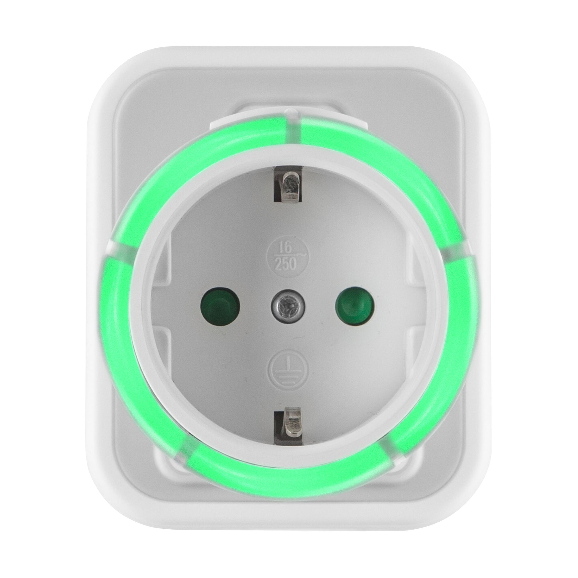 Luxorparts Sikkerhedstimer 15-75 min hvid, Schuko stik, grøn LED-ring, 16A/250V.