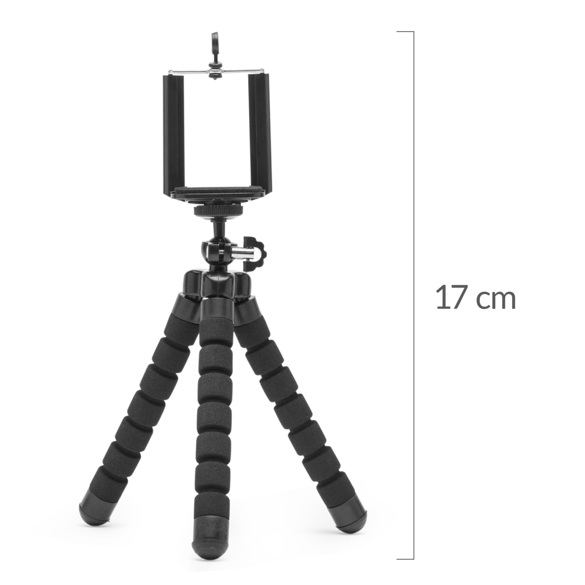 Linocell stativ til kamera og mobil, sort, fleksibel skumben, mobilholder, højde 17 cm.