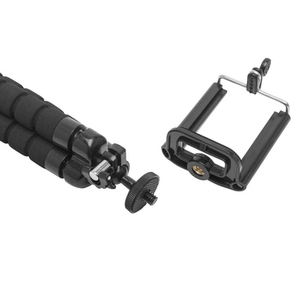 Sort fleksibelt stativ med skumgreb til kamera/mobil, inkl. smartphoneholder med metalbeslag.