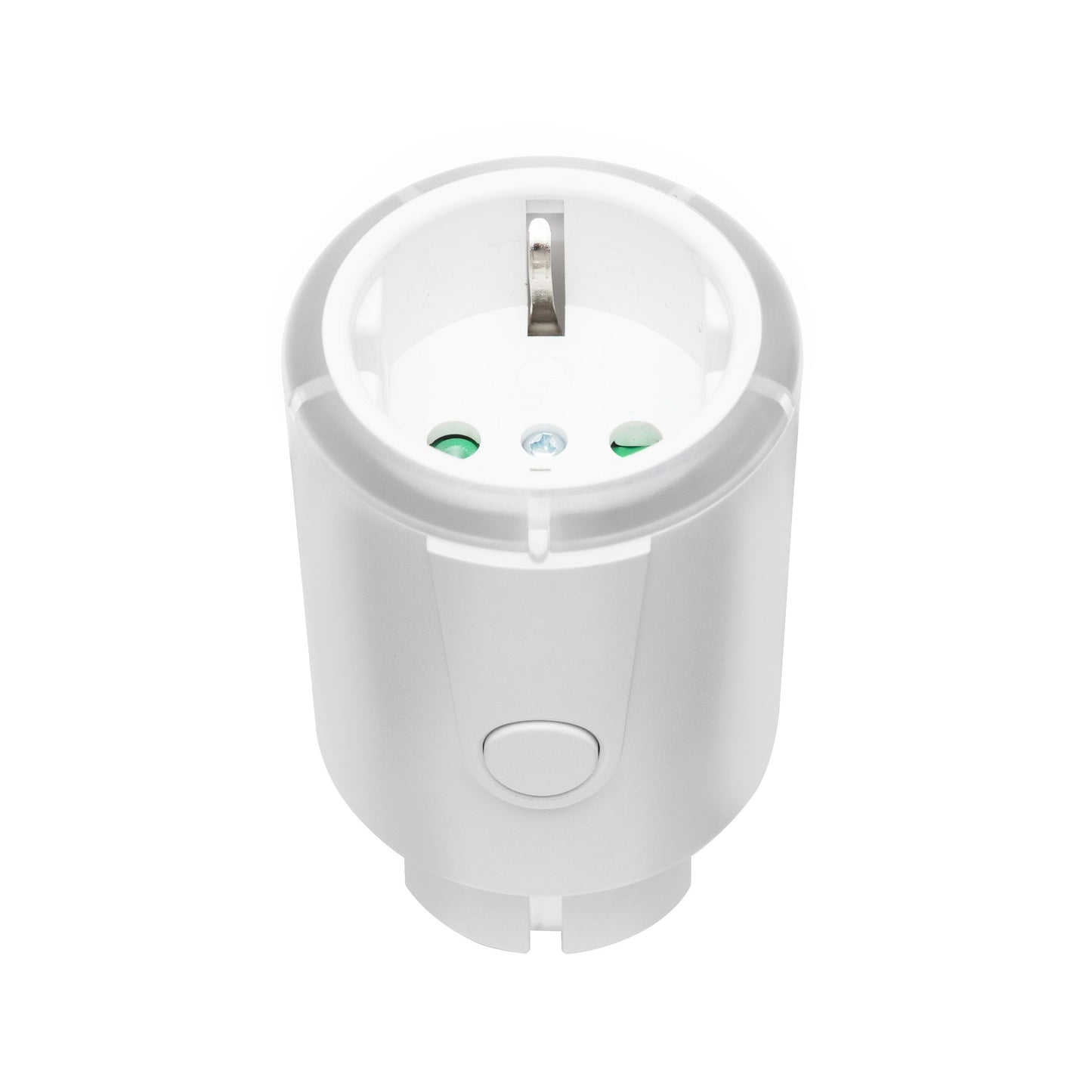 Luxorparts Sikkerhedstimer 1-5 t hvid rund stikadapter med to runde huller, jordben og frontknap, automatisk timerfunktion.