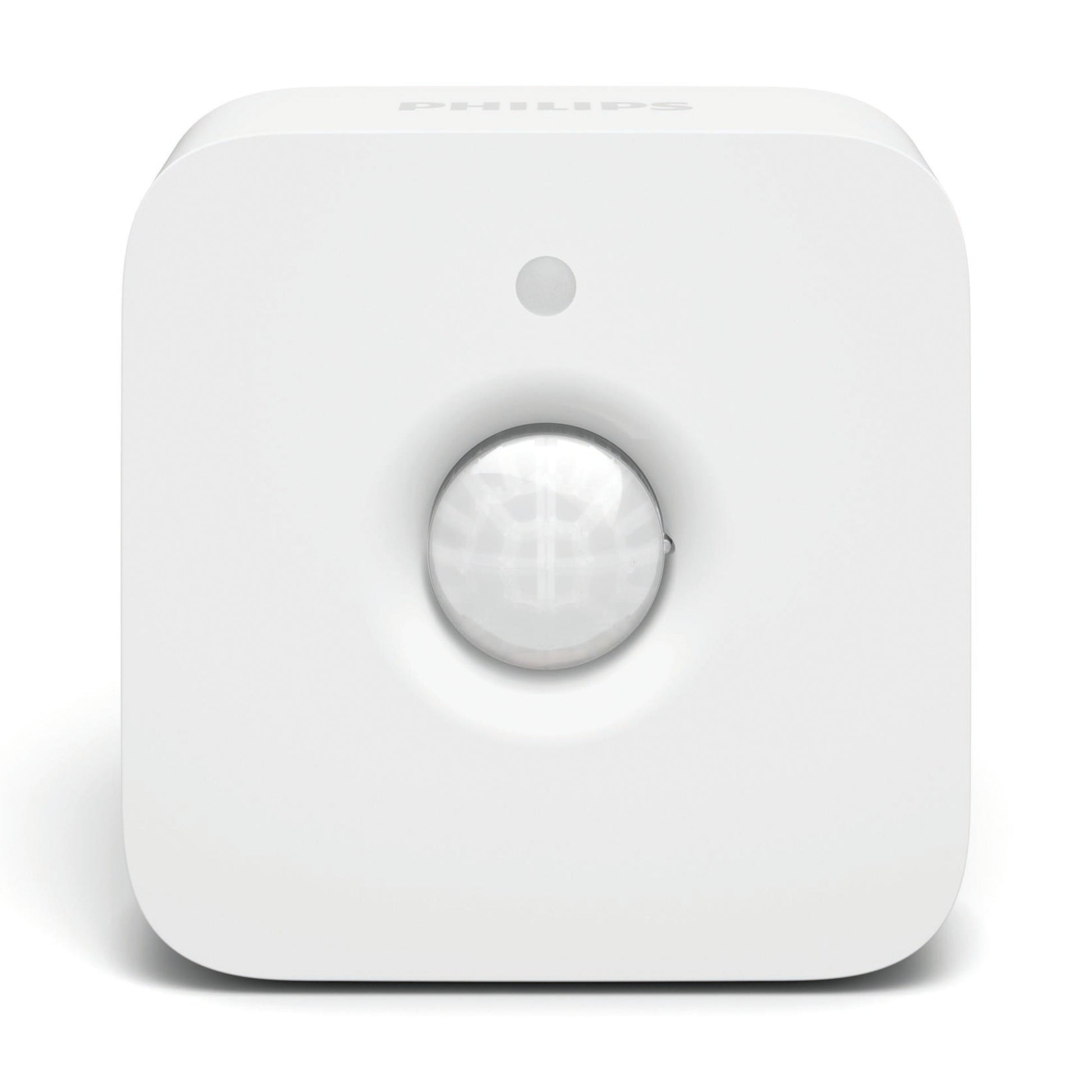 Philips Hue Motion sensor, rund, hvid, med reflektiv centersensor til smart home indendørs belysning.