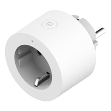 Aqara Smart stikprop med cirkulært design, topplaceret power-knap og to metalben til smart home-integration.