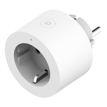 Aqara Smart stikprop med cirkulært design, topplaceret power-knap og to metalben til smart home-integration.