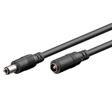 Goobay DC forlængerkabel 2,5 mm 3 m sort, riflet greb, han- og hun-barrelstik i hver ende.