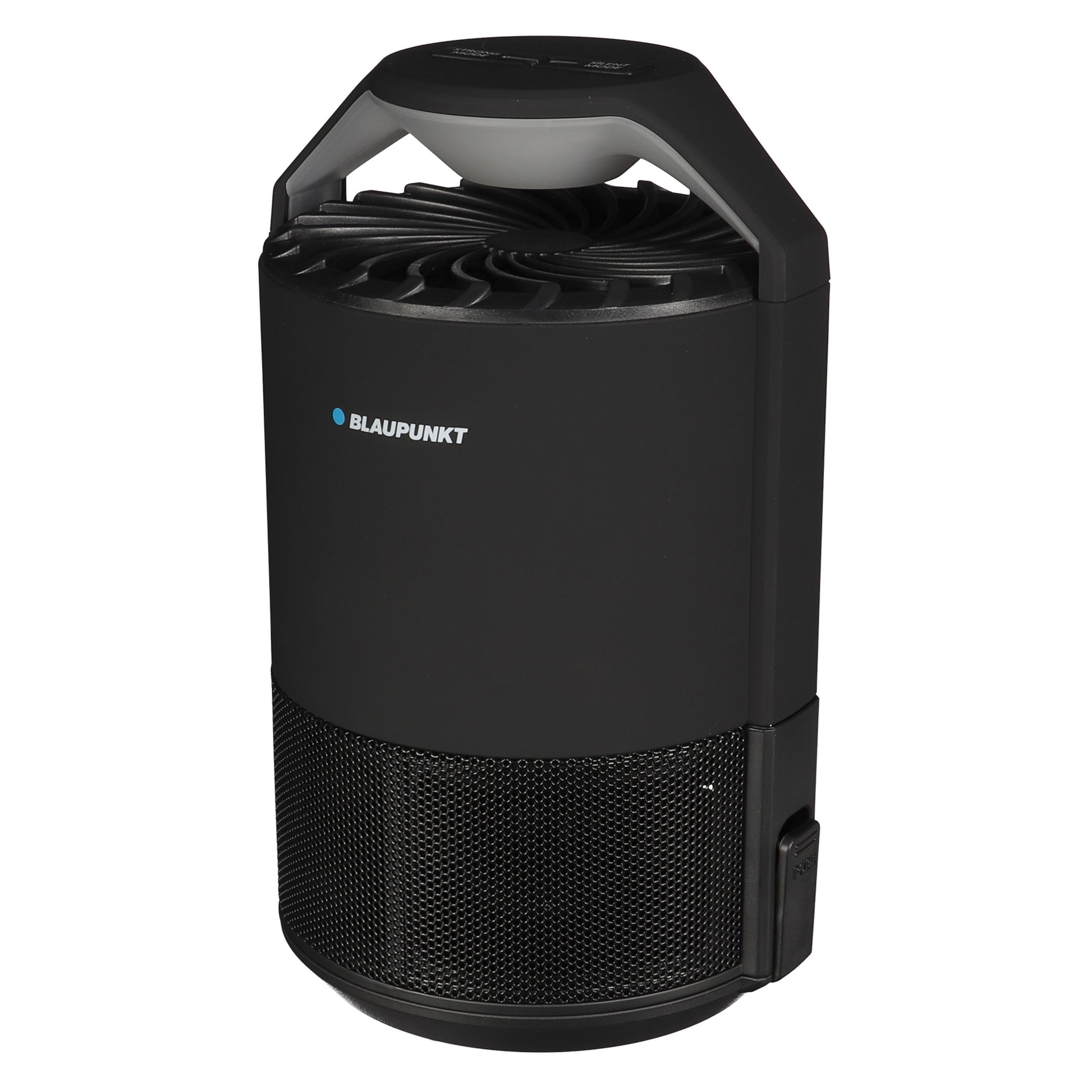 Blaupunkt sort cylinderformet bærbar højttaler og Perel Insektfangst LED 50 m² insektfanger vises sammen.