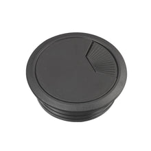 Schneider Electric kabelgennemføring 60 mm sort, rund plast med delvist åbne riflede låg, 2-pak til bord eller bordplade.