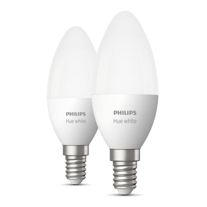 Philips Hue Hvid Smart LED-pærer E14 470 lm 2-pak candle-design dæmpbart varmt hvidt lys skruemontering.