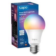 TP-Link Tapo Smart RGB LED-pære E27 med emballage, 806 lumen, 60W tilsvarende, millioner af farver, stemmeassistent support.