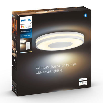 PhilipsHue Ambiance Being rund loftslampe med dæmper, Bluetooth-kompatibel, virker med Alexa og Google Home.