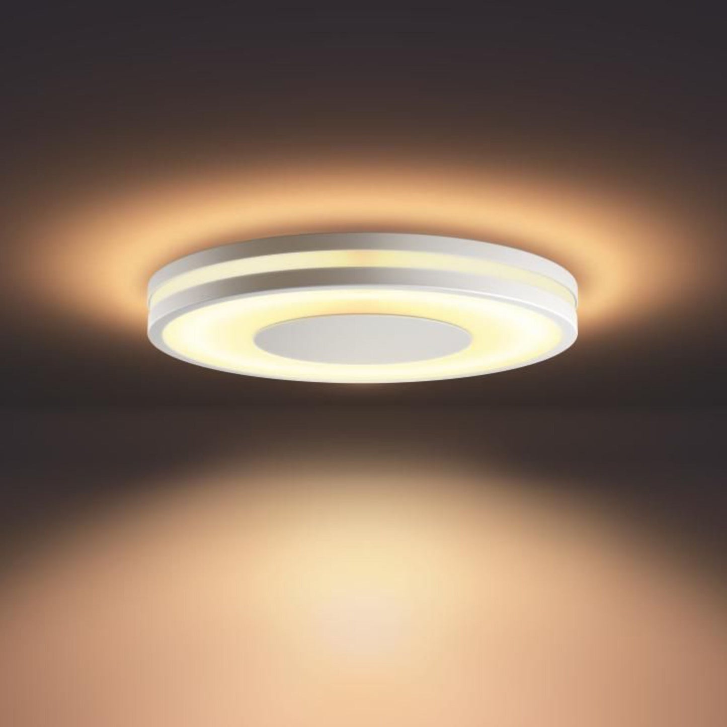 Philips Hue Ambiance Being rund loftslampe med dæmper, varme og blød justerbar belysning.