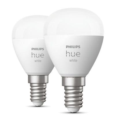Philips Hue Luster Smart LED-pærer E14 470 lm 2-pak, varmt hvidt lys.