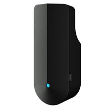 Tibber Pulse P1 elforbrugsmåler, sort, buet bund, blå LED-frontindikator, USB-port i siden.
