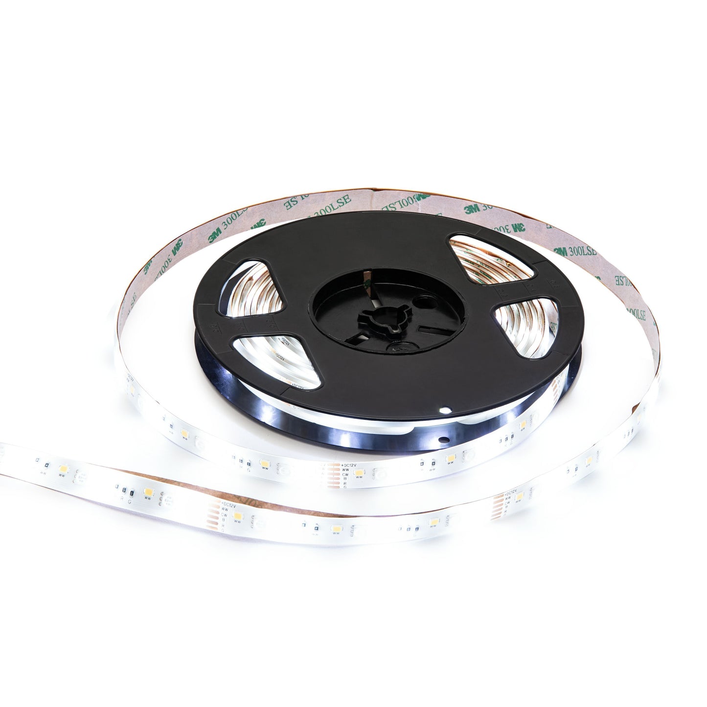 Cleverio Smart LED-strips med wifi, 5 m, hvide lysdioder på sort plastikrulle.
