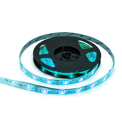 Cleverio Smart LED-strip 5 m med wifi, delvist rullet ud, blå lys lys, velegnet til smart-home integration.