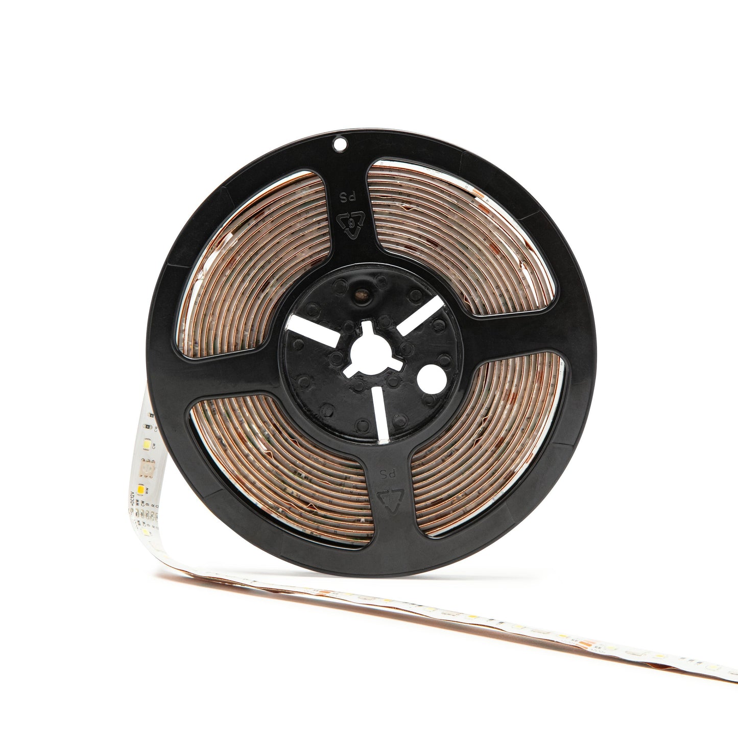 Cleverio Smart LED-strip med wifi 5 m, sort plastspole, delvist rullet ud.