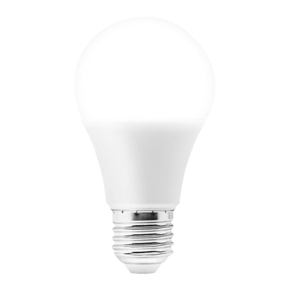 Cleverio Smart E27 RGB LED-pære 806 lm hvid rund matteret med sølvfarvet sokkel, understøtter Google Assistant og Alexa.