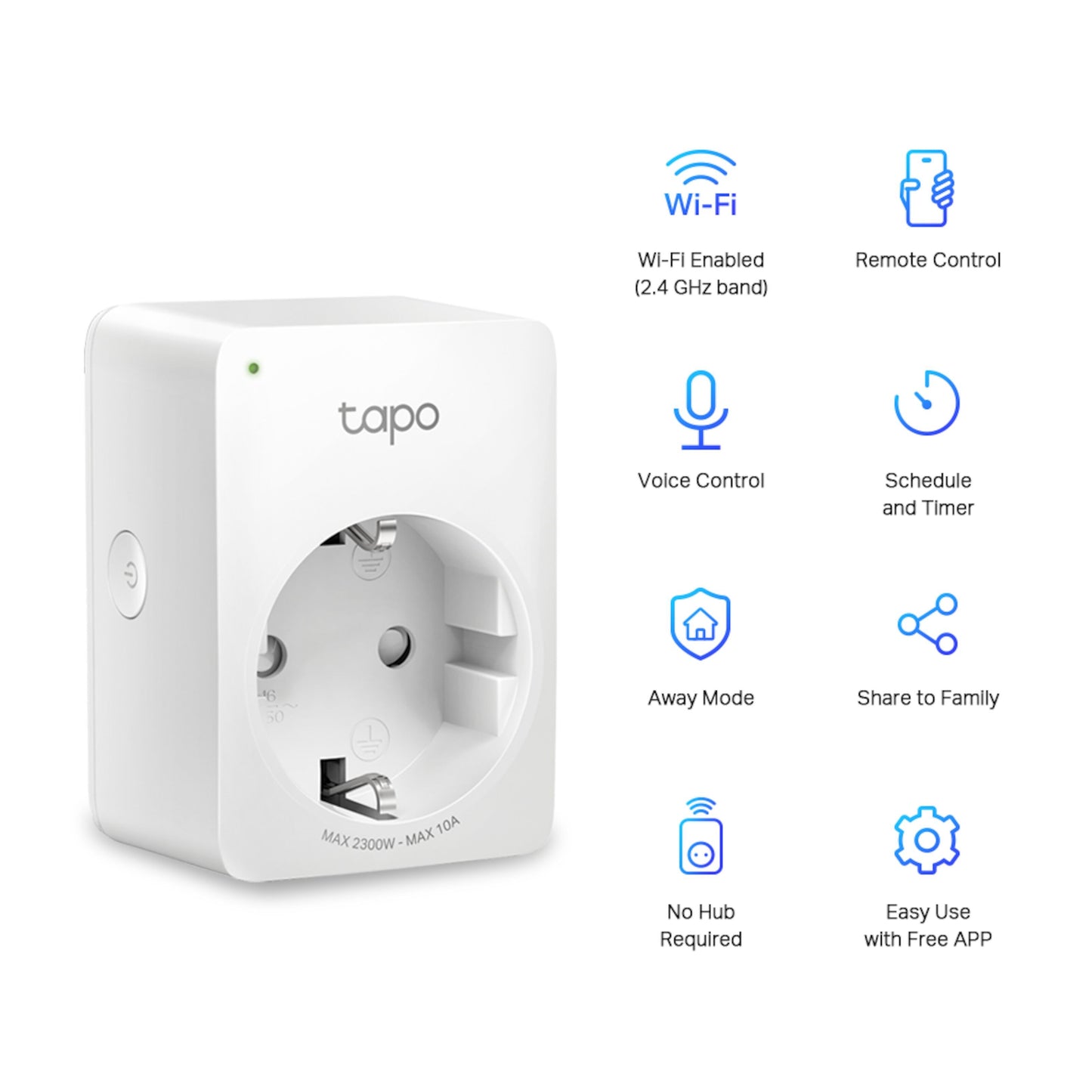 TP-Link Tapo Mini Smart WiFi Fjernbetjeningskontakt 4-pak med Wi-Fi, stemmestyring og fjernstyring.
