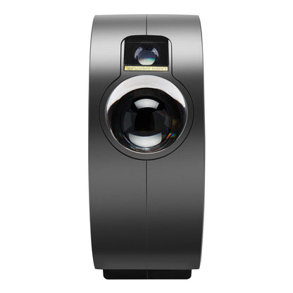 Cleverio Smart Galaxy natlampe digital projektor sort, front med stor linse og Cleverio-logo over linsen.