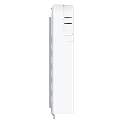 Aqara Rullegardin Driver E1, vægmonteret gardinkontrol, sideview med ventilationsåbninger og snoet ledning nederst.