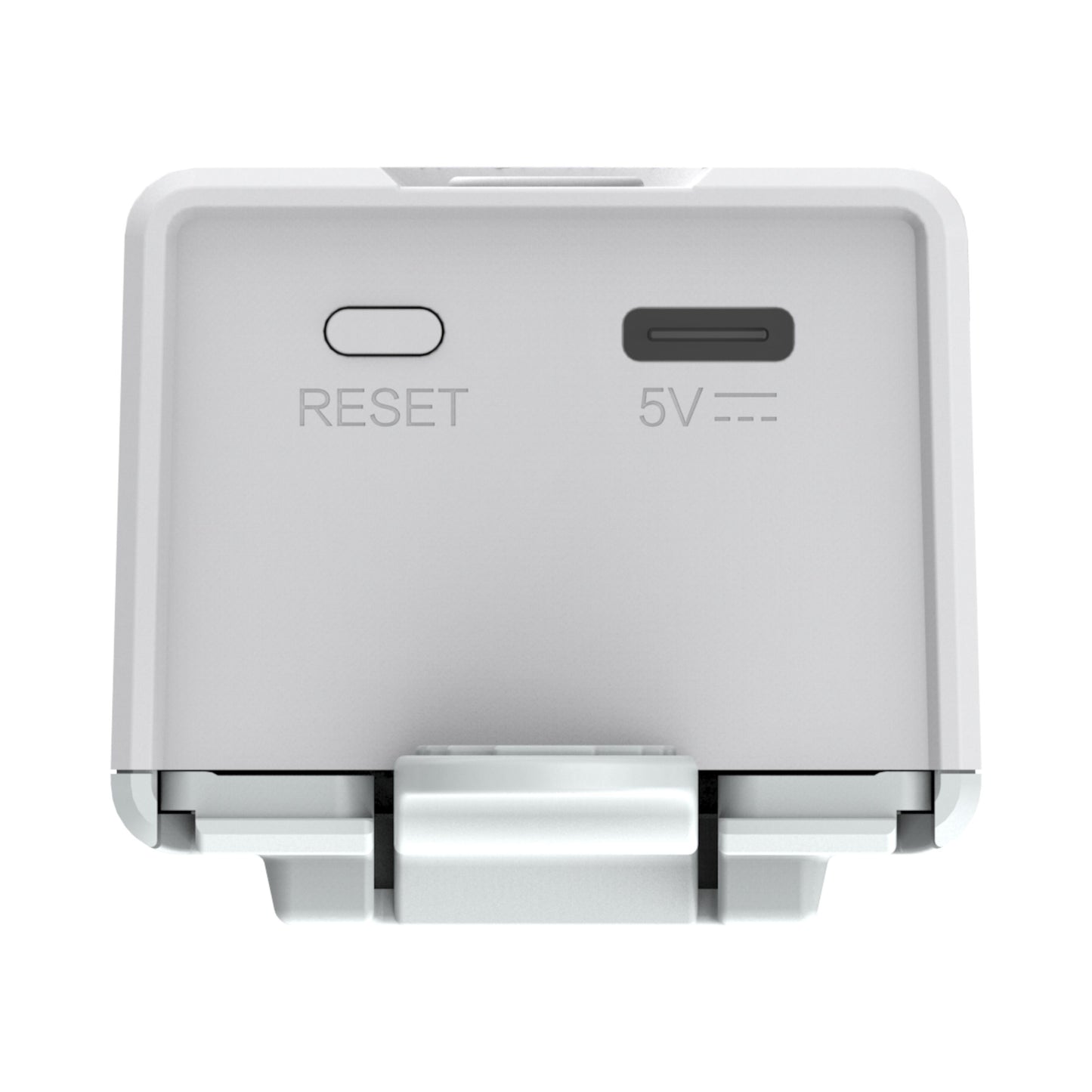 Aqara Rullegardin Driver E1 gardinkontrol med reset-knap og USB-C port mærket 5V, hvid.
