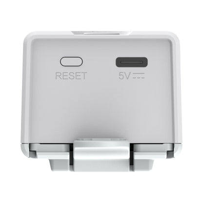 Aqara Rullegardin Driver E1 gardinkontrol med reset-knap og USB-C port mærket 5V, hvid.