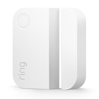 Ring Alarm 2. gen sensorsæt, hvid, rektangulær, to dele, Ring-logo, kompatibel med Z-Wave smart home-system.