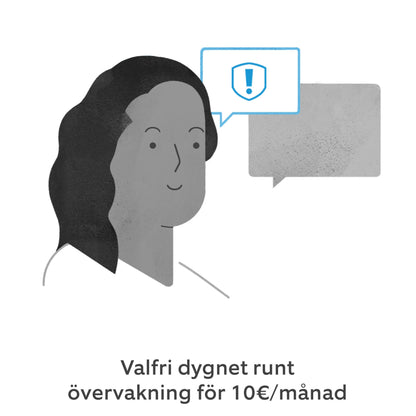 Ring Alarm (2. gen) alarmsystem illustration med tale-ikon, svensk tekst om 24/7 overvågning til Z-Wave smart home.