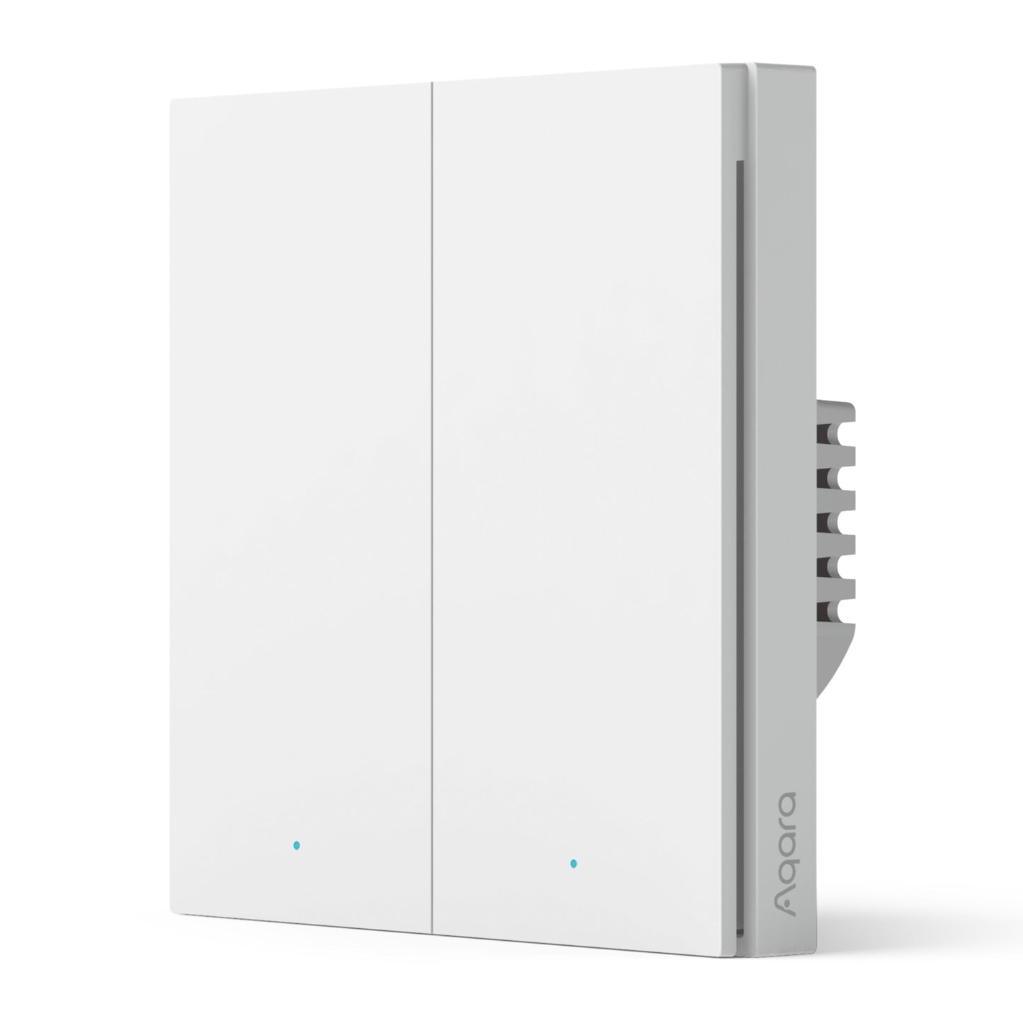 Aqara Smart vægkontakt H1 Dobbelt uden nulleder, to rektangulære knapper, blå indikatorlys, Zigbee 3.0.