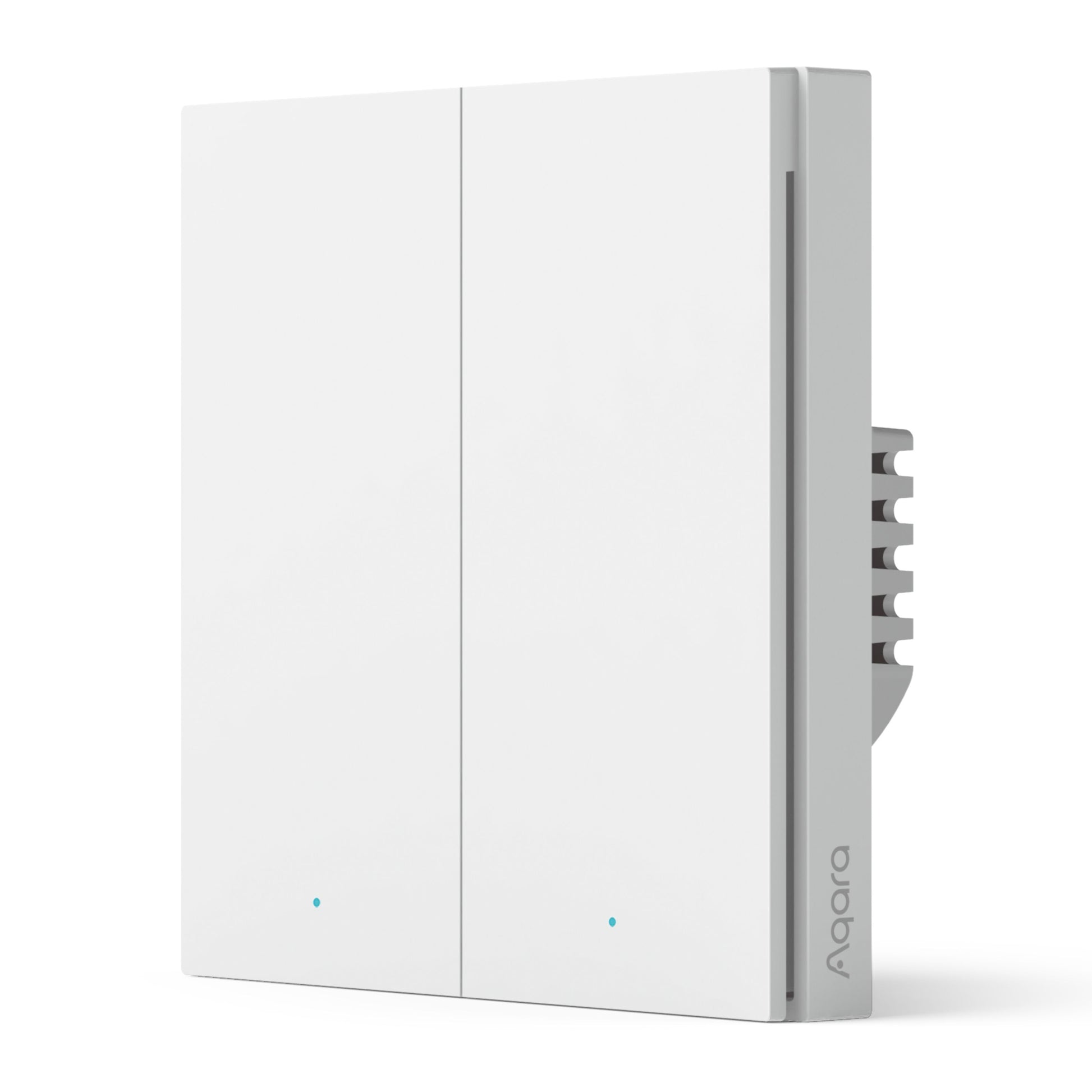 Aqara Smart vægkontakt H1 Dobbelt uden nulleder, to rektangulære knapper, blå indikatorlys, Zigbee 3.0.
