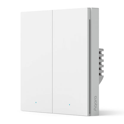 Aqara Smart vægkontakt H1 Dobbelt uden nulleder, to rektangulære knapper, blå indikatorlys, Zigbee 3.0.