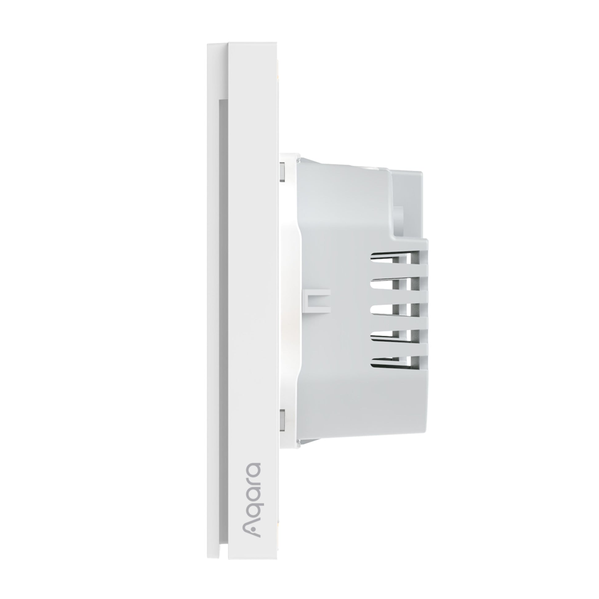 Aqara Smart vægkontakt H1 Dobbelt uden nulleder Zigbee 3.0 sideprofil med ventilationsslidser.