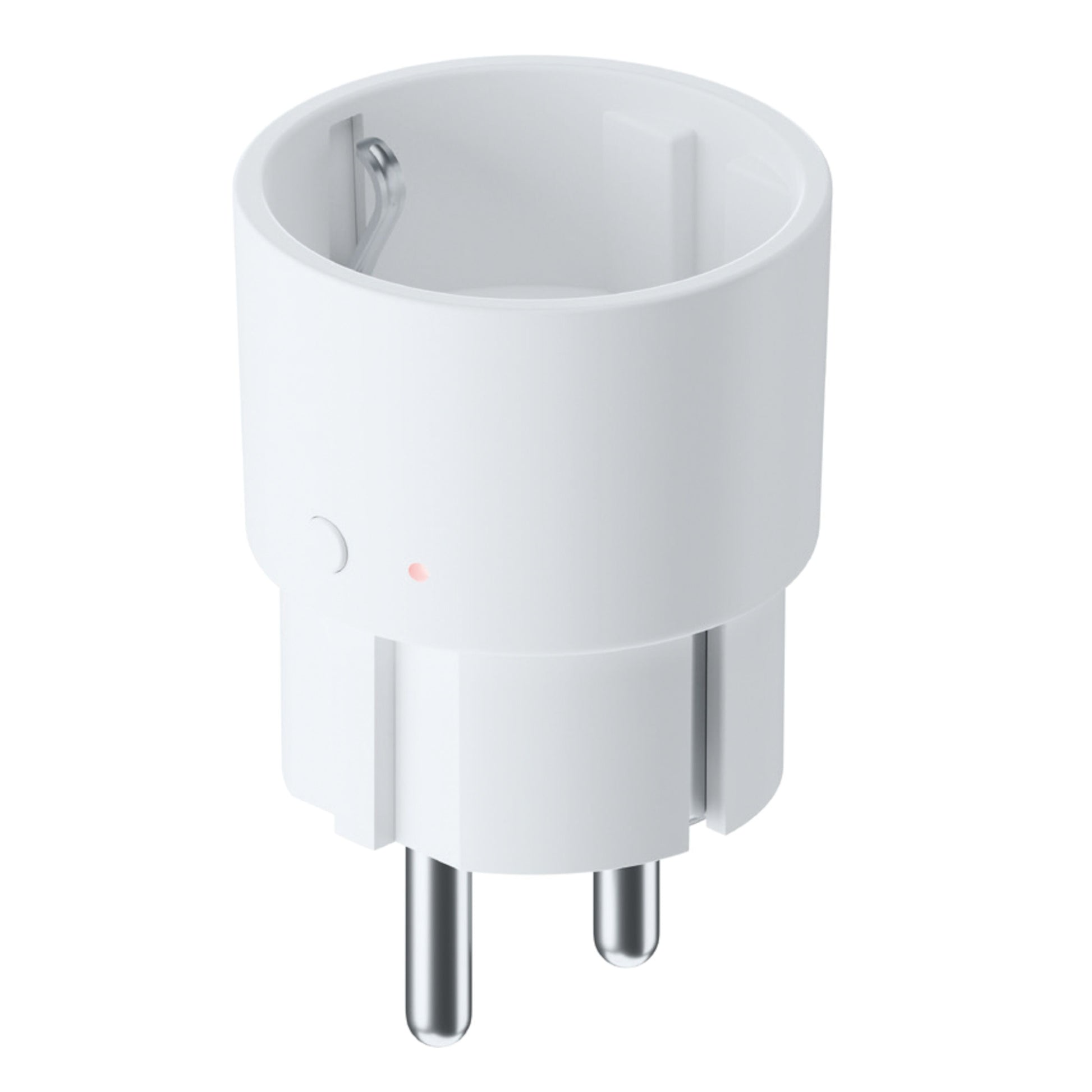 Plejd SPR-01 smart stik on/off hvid med lille rød indikator, trådløs styring og Google Home-integration.