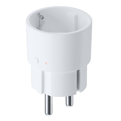 Plejd SPR-01 smart stik on/off hvid med lille rød indikator, trådløs styring og Google Home-integration.
