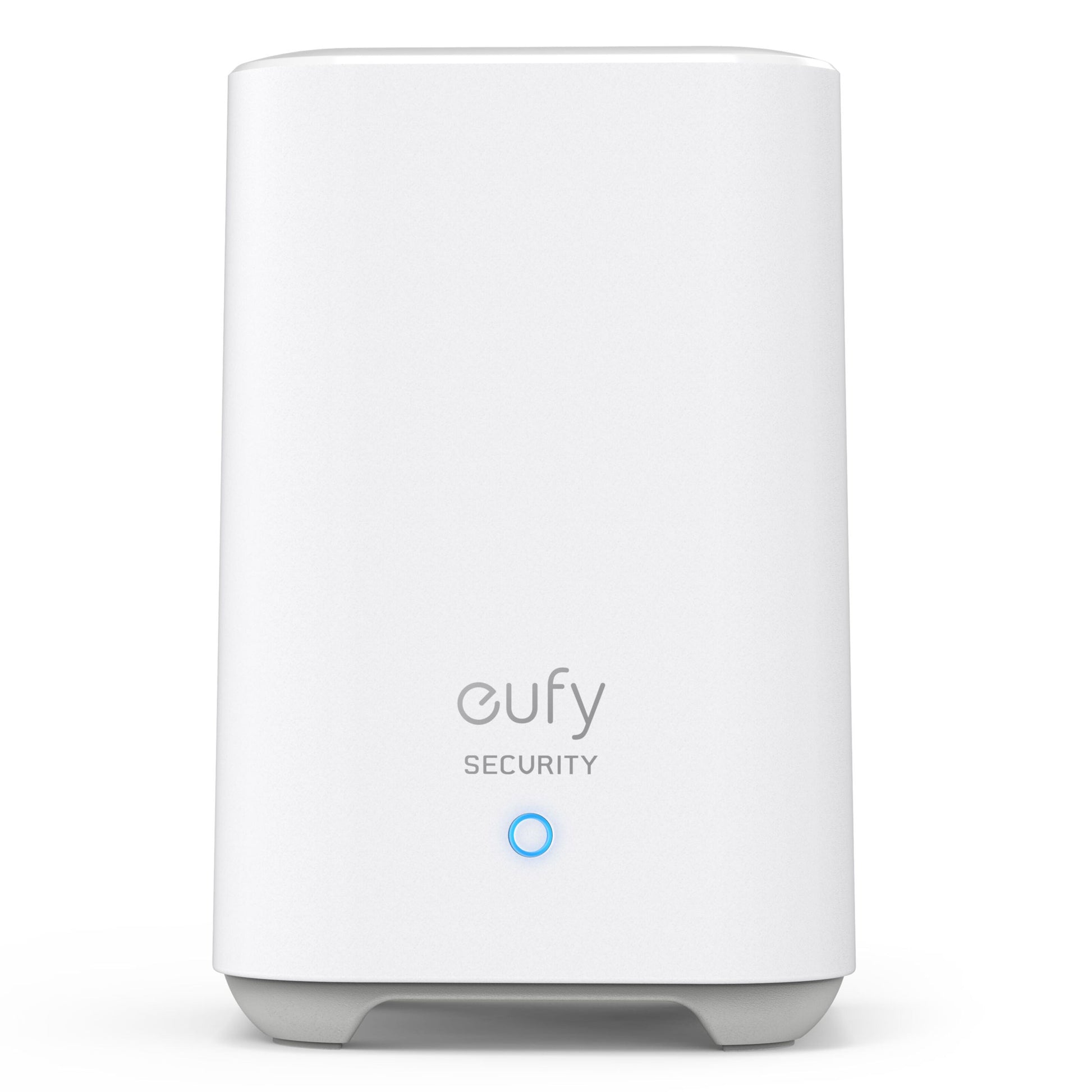 Eufy EufyCam 2C overvågningssystem med 2 hvide kameraer, rektangulært design, blå indikatorlampe, Full HD.