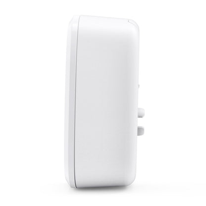 Eufy Sikkerhedsbevægelsessensor, lille hvid rektangulær sensor, glat overflade, to knapper til højre.