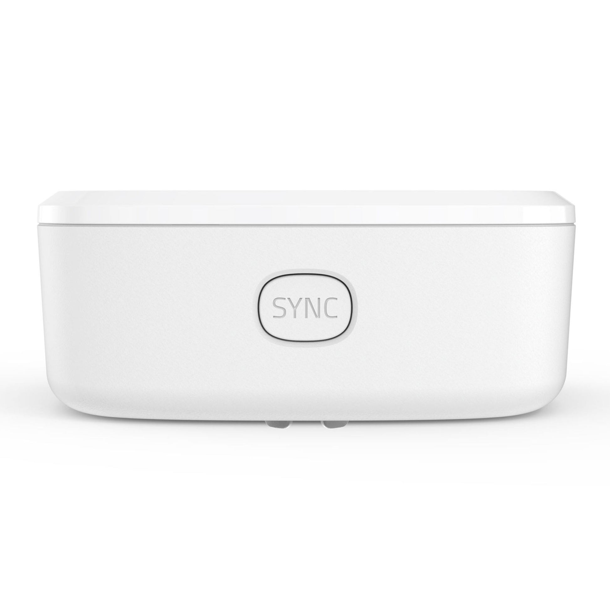 Eufy Sikkerhedsbevægelsessensor, hvid rektangulær bevægelsessensor med centralt placeret SYNC-knap.