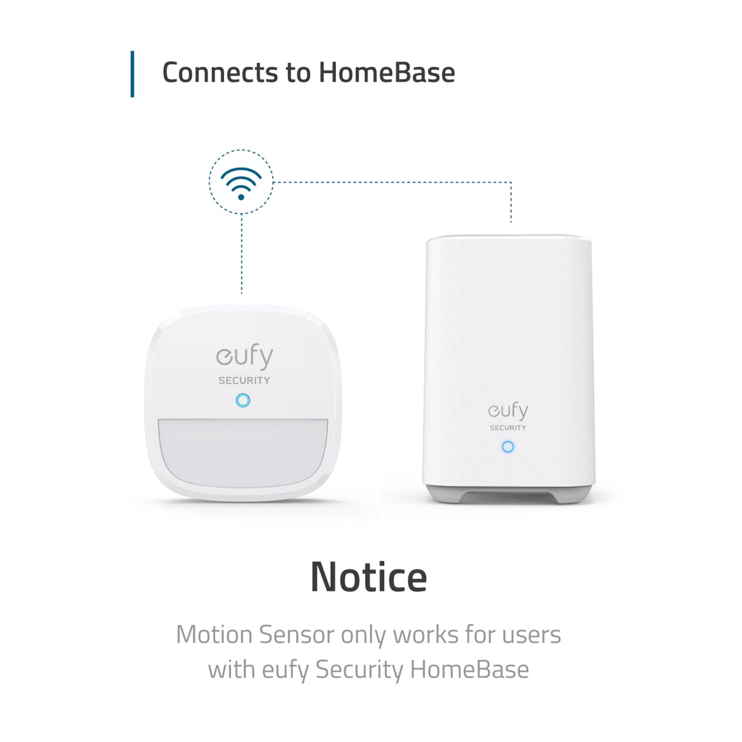 Eufy sikkerhedsbevægelsessensor hvid trådløs, registrerer kæledyr, kræver Security HomeBase hub.